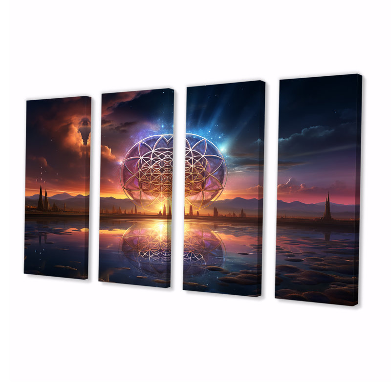 «Awakening of Mystery Sacred Solitude», art mural sur toile 4 pièces, H 28 po x l 48 po
