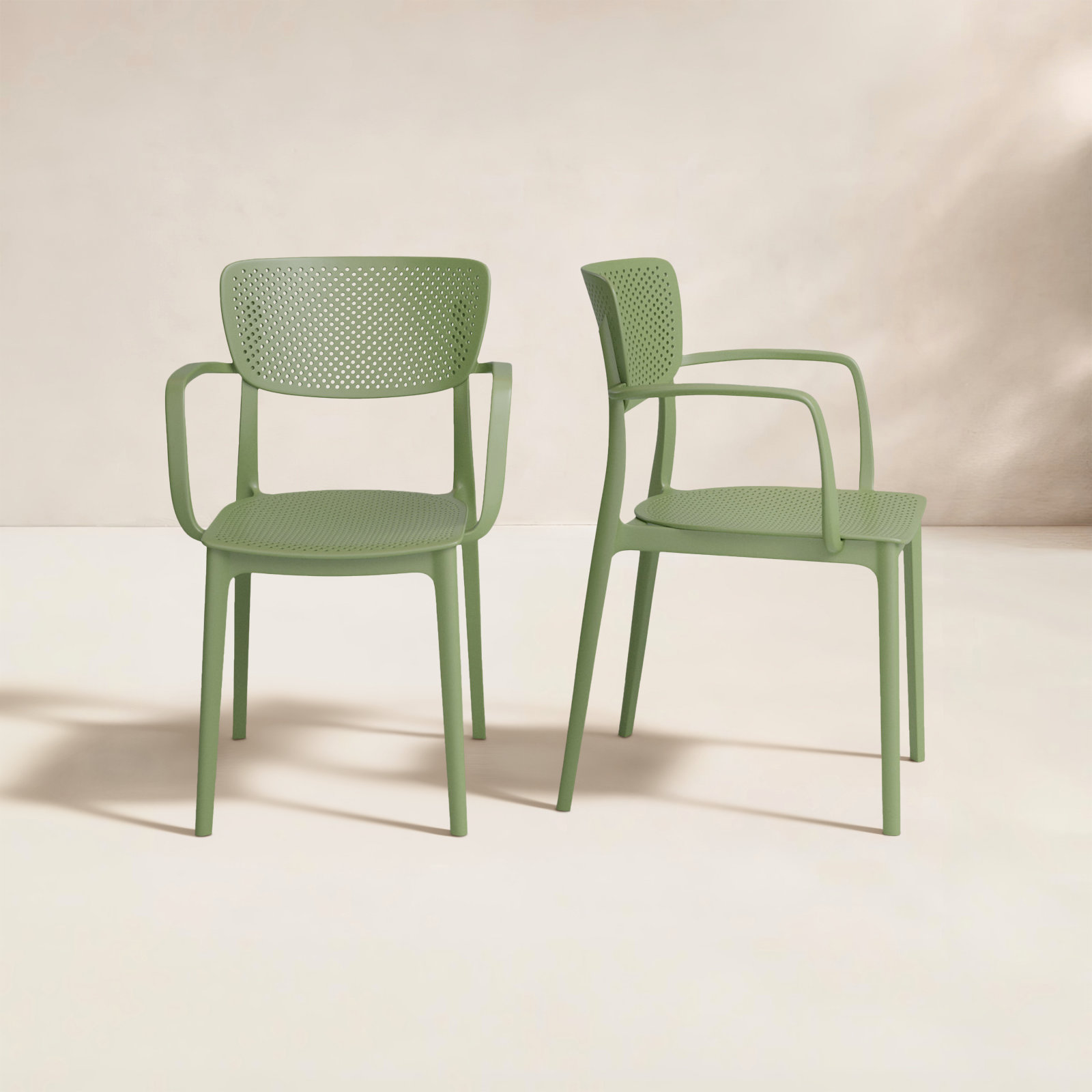 Farrah Stacking Patio Dining Armchair, Olive Green