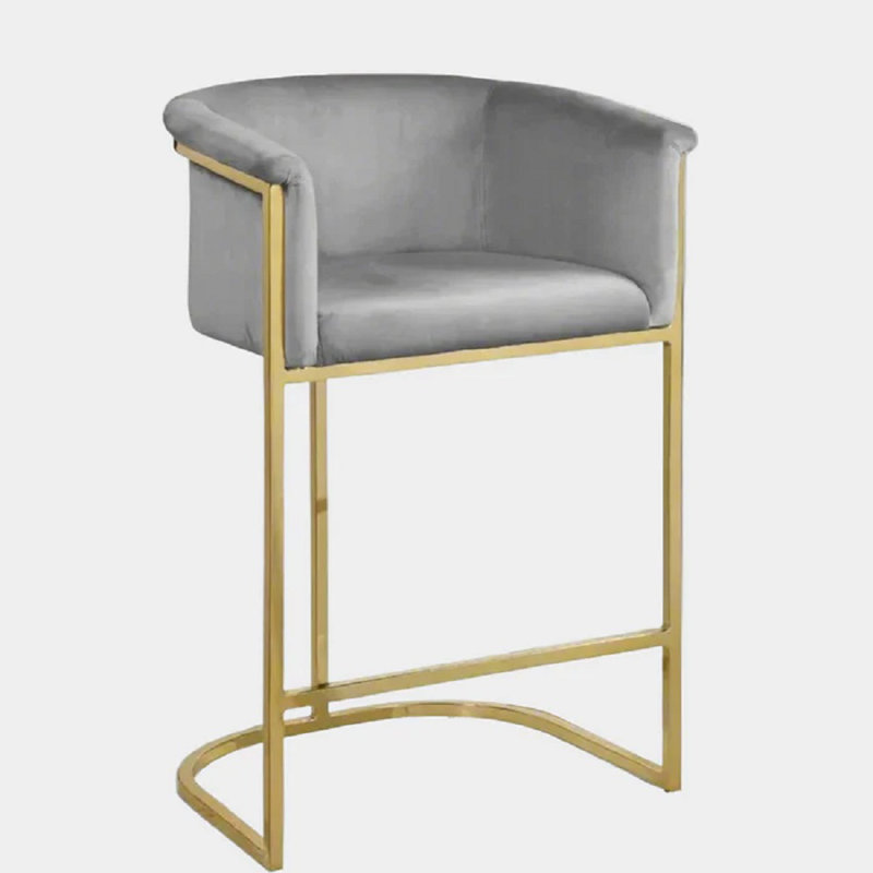 Tabouret de comptoir en velours Kanni, Gris