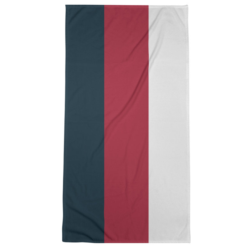 Cotton Blend Beach Towel, Blue/Red/Ivory