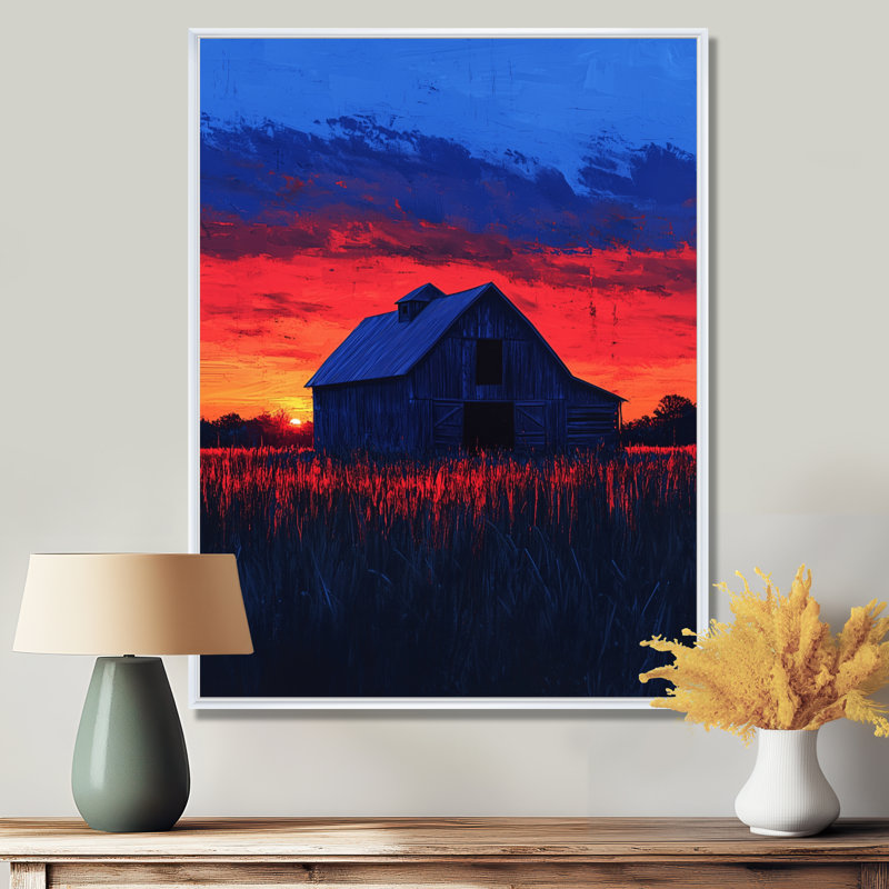 Dobrin - Décoration murale ferme, H 44 po x l 34 po, Impression encadrée flottante, Blanc