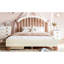 Lit plateforme avec tiroir de rangement, cadre de lit simple en bois avec tête de lit ronde, sommier non nécessaire, beige et naturel-133471083-133471081