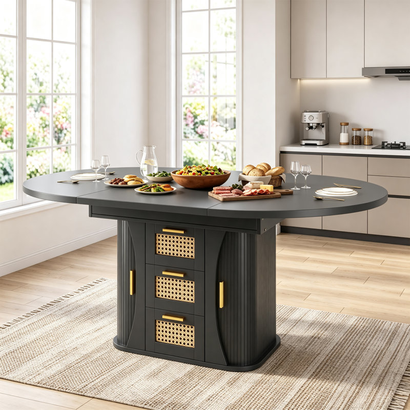 158 cm Extendable Dining Table, Black