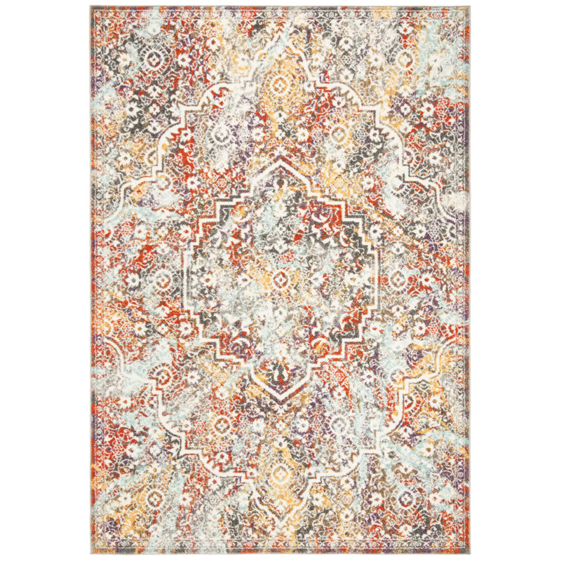 Felty Light Gray/Light Blue Rug, Rectangle 4' x 6'