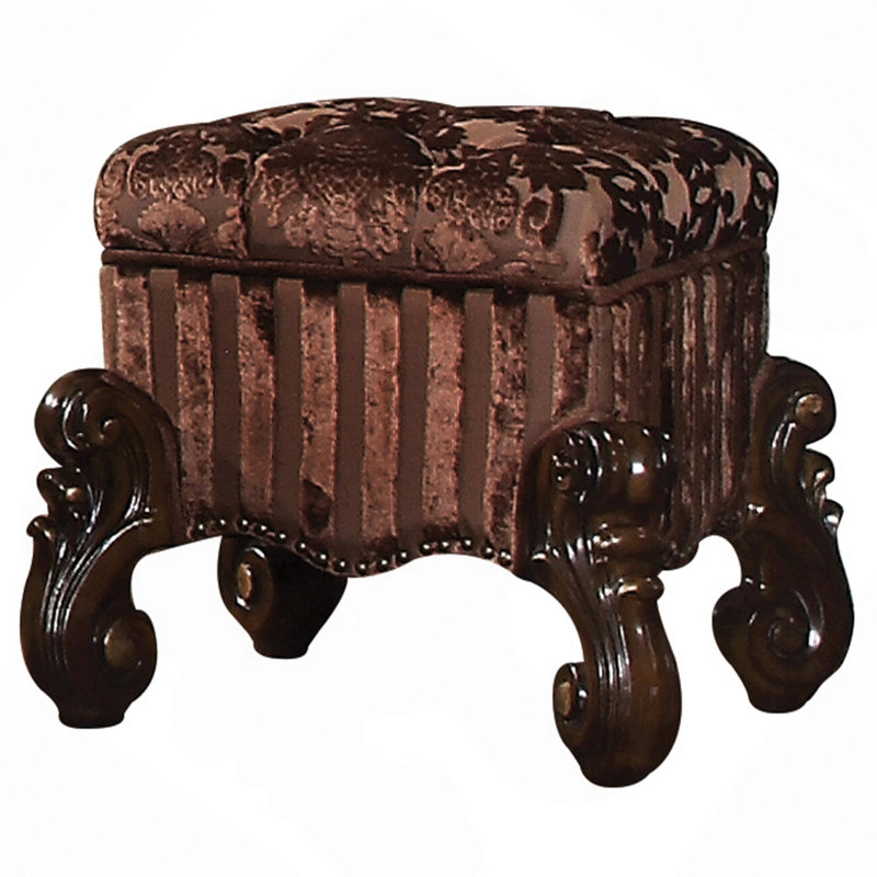 Vanity Stool With Nailhead Trim, Espresso, Brown