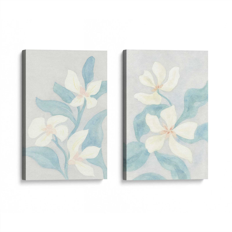 Douce danse des pétales, ensemble de 2 impressions, 24" x 18", Wrapped Canvas, Wrapped Canvas