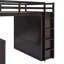 Lit mezzanine double en bois massif multifonctionnel avec bureau intégré, tiroirs et garde-robe, brun classique