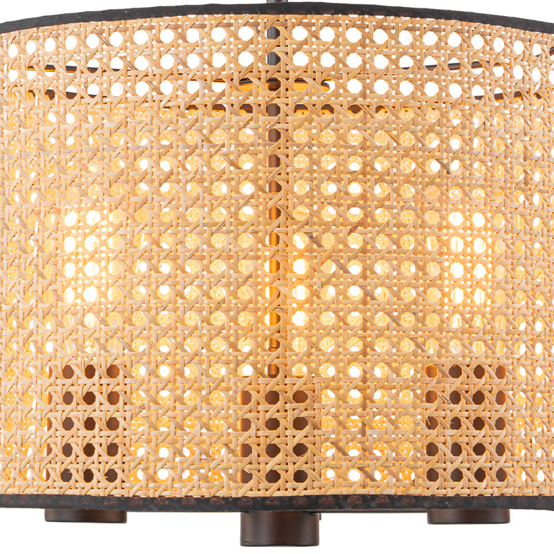 Luminaire suspendu en rotin Boho-Style Airy, H 14,6 po x l 15,7 po x P 15,7 po