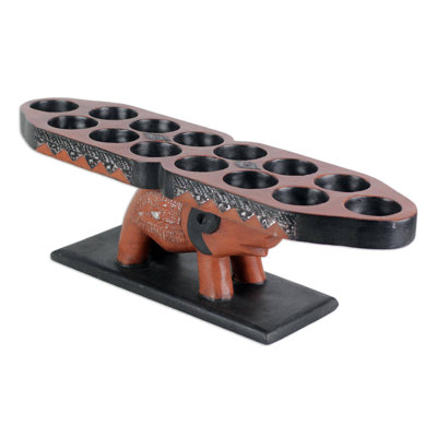 Jeu en bois oware éléphant Merza