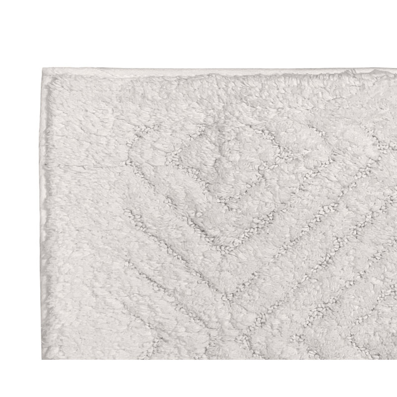 White Diamond Pattern Cotton Bath Rug Set