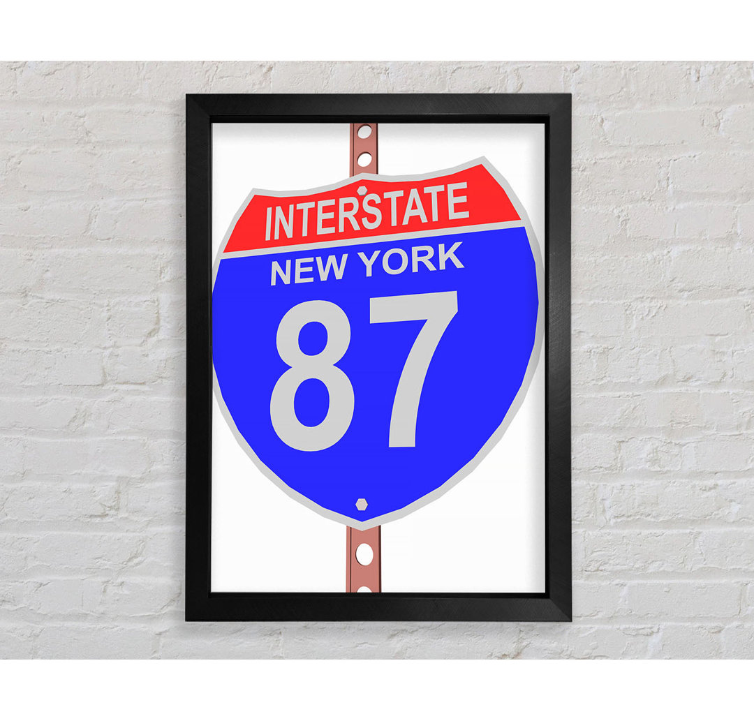 Interstate 87 Schild Gerahmter Druck