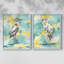 Impression encadrée Bright Heron Fresco I-Premium - prête à être accrochée - aucun clou requis - aucun clou requis-108020554-108020557