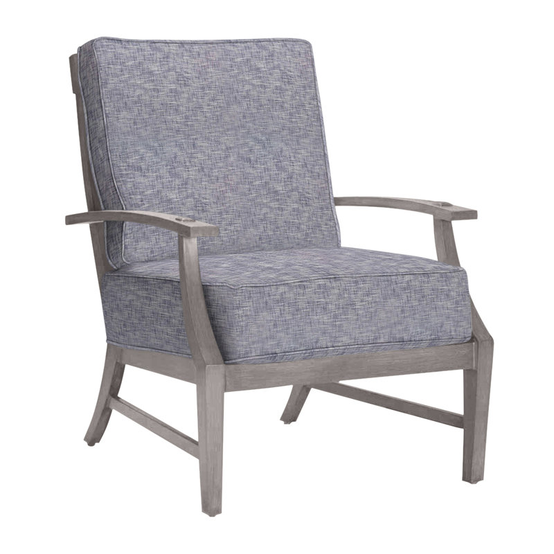 Croquet Patio Chair with Cushions, Welt, Oyster, Verona Silver Sunbrella®