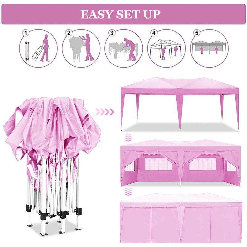 10'X20' Folding Canopy With 6 Removable Sidewalls Outdoor Event Shelter UPF 50+ Gazebo Portable Tents For Parties Beach Camping Wedding EZ Pop Up Canopy