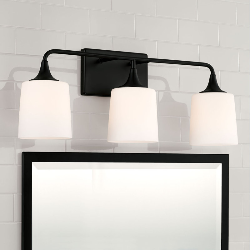 Éclairage pour meuble-lavabo à intensité variable en acier 3 lumières avec support Pudsey, Noir mat