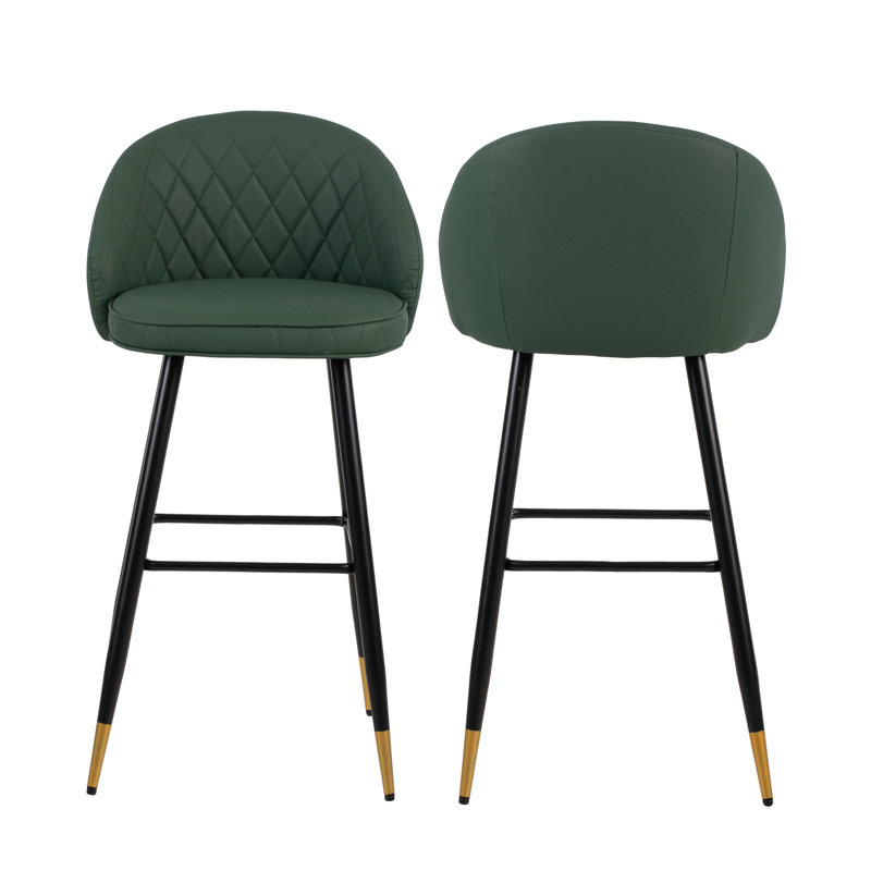 Chaise de bar en cuir Keliyah, Vert
