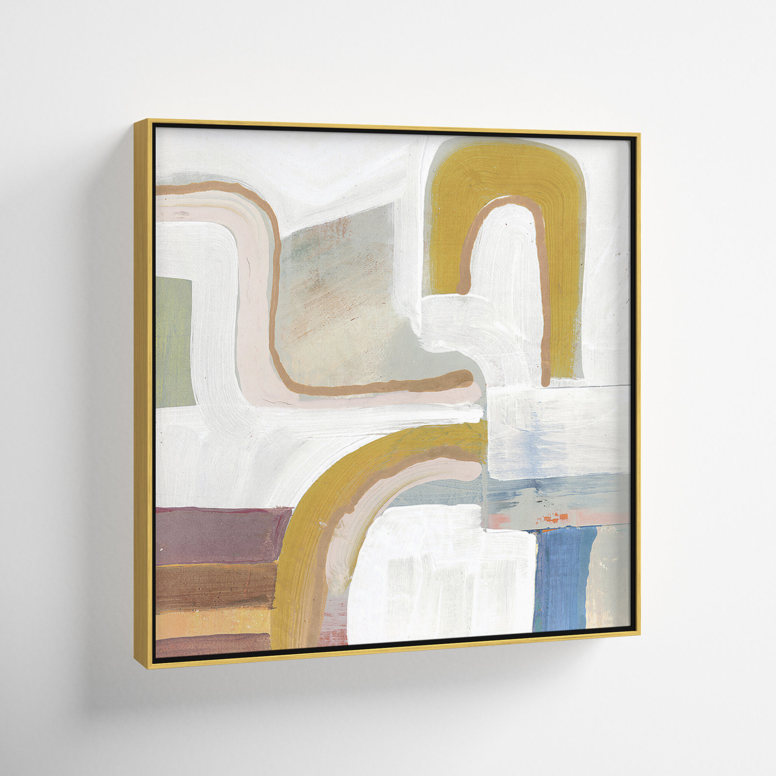 Together Again I by Cartissi - Floater Frame Painting Print on Canvas, 17.5" H x 17.5" W, Espresso