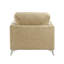 Chaise de style moderne en bois massif, microfibre sable, pieds en métal argenté pour le salon avec revêtement en microfibre,