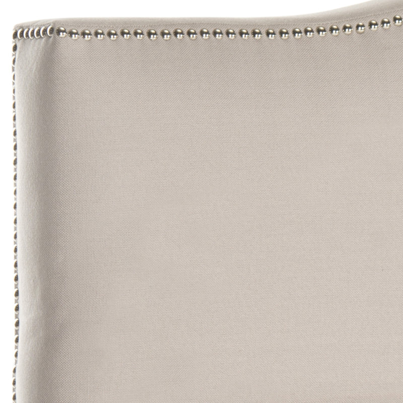 Laken Upholstered Headboard, Queen, Beige Linen, Silver