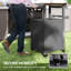 Grill Table with Stainless Steel Top, Pizza Oven Table,  Dark Grey,wood