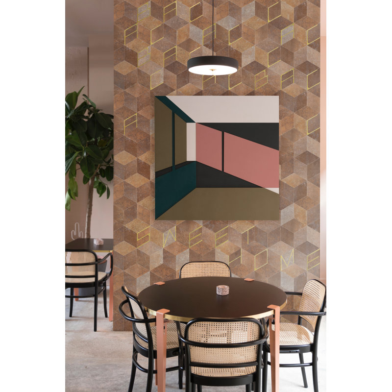Carreau de mosaïque auto-adhésif en pierre 4 po x 4,6 po, Brun doré