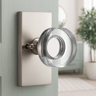 Contemporary Crystal/Nickel Round Door Knob