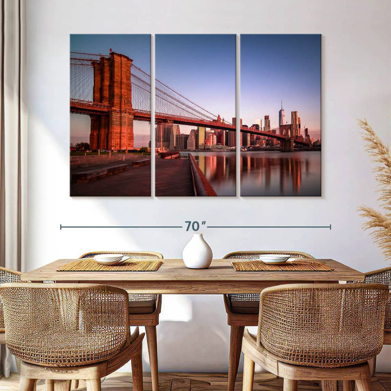 Lilie Brooklyn Bridge au lever du soleil, H 32 po x l 50 po