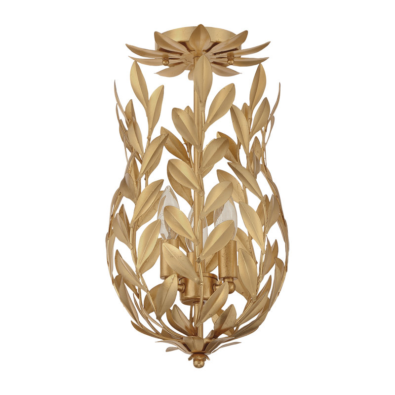Taliaferro 3 Light Matte Semi Flush Mount, Gold