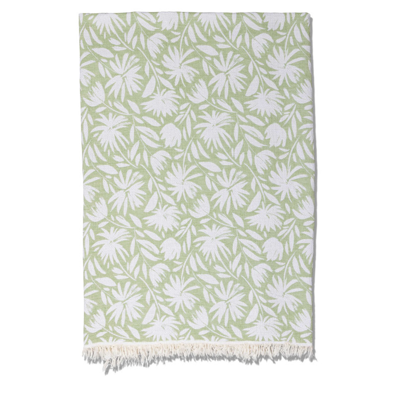 Couverture en mousseline réversible Antalya Whimsy, Vert olive