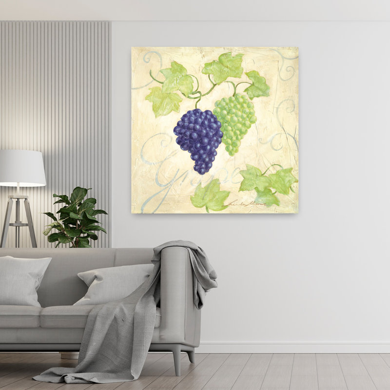 «Fresh Blue Green Grapes Organic Rustic Vibrant Fruit Landscape Art», art mural, 48" H x 48" W