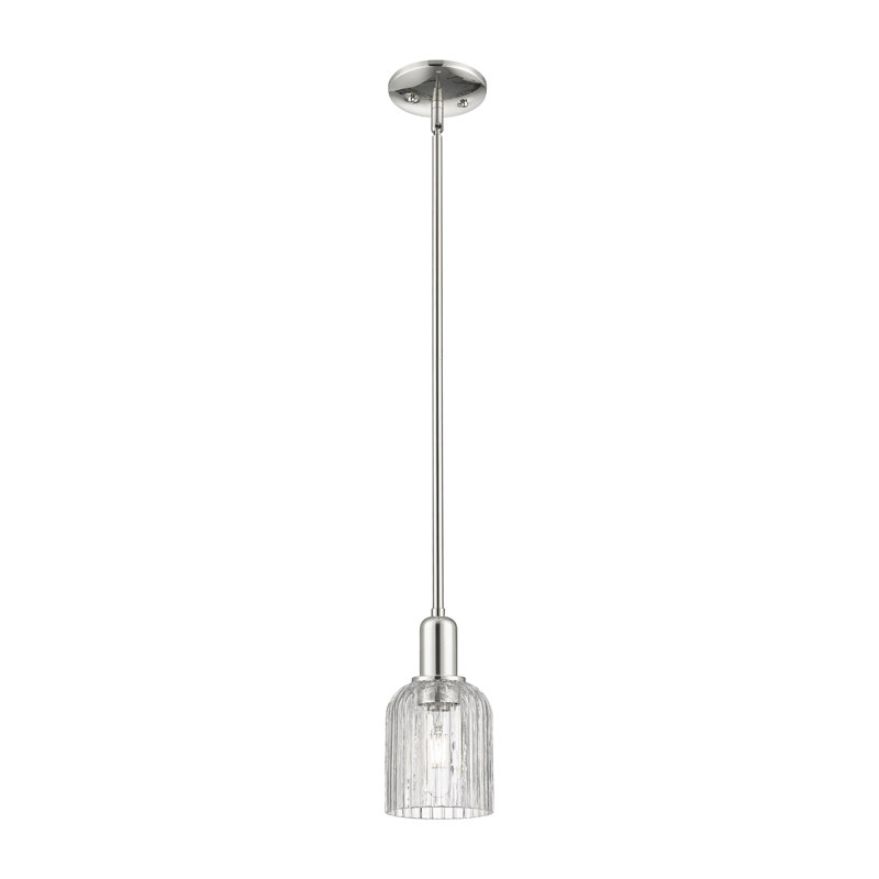 Downtown Urban - Voile de mariée - Mini-luminaire suspendu 1 tige, H 9,63 po x l 5 po x P 5 po, Clair, Nickel poli