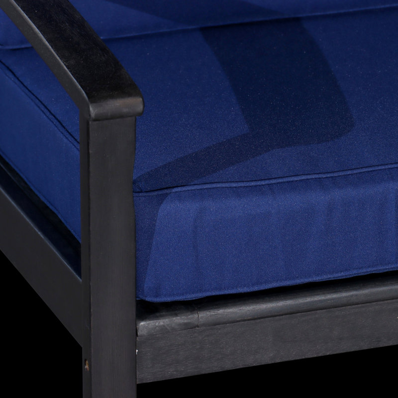 Chaise d'appoint simple, chaise de patio avec coussin, fauteuil de patio pour l'extérieur, Marine, Noir