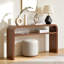 59.4'' Wood Console Table with Solid Wood Veneer and Curved Corners-1720879800