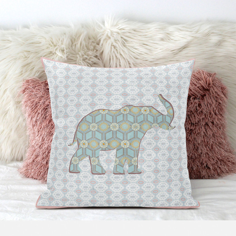  Housse et insert de coussin carré en polyester intérieur / extérieur, Blanc / Rose / Vert, 18 po x 18 po