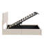 Lit plateforme tapissier beige avec rangement hydraulique fiable