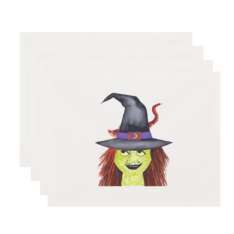 Ensemble de napperons 4 pièces Mitesh Hat Halloween, Blanc cassé
