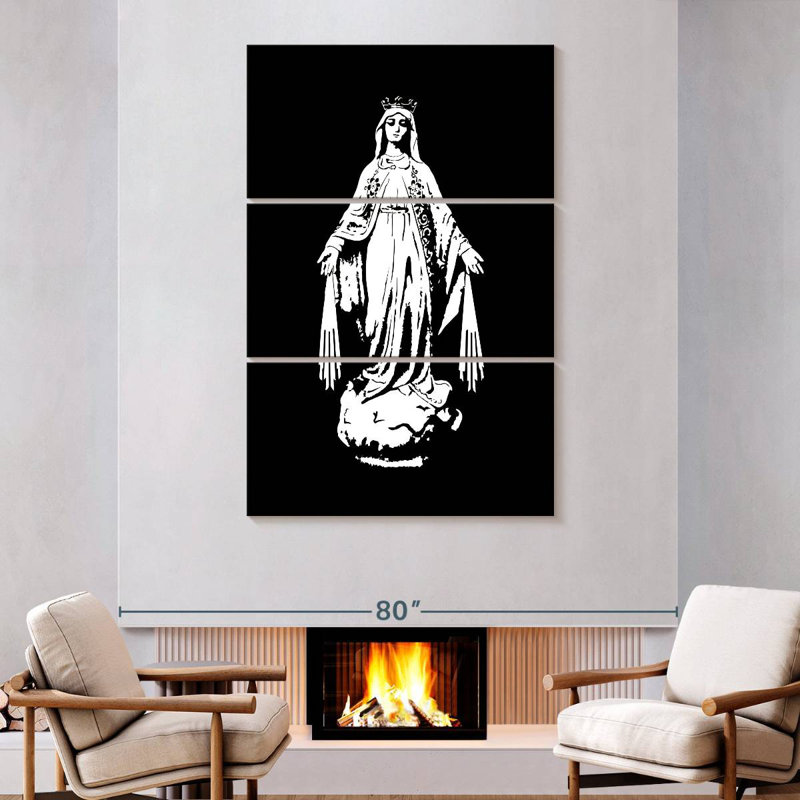 Vierge Marie en noir et blanc Adella, H 74 po x l 48 po