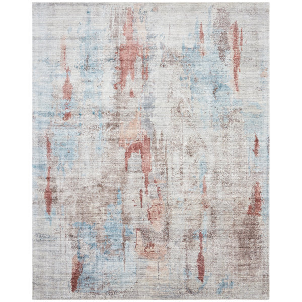 17 Stories Grey/Blue/Rust Abstract Area Rug - Wayfair Canada