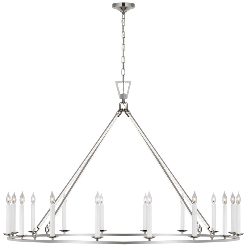 Darlana 16 - Light Wagon Wheel Chandelier, 41.5" H x 61.25" W x 61.75" D, Polished Nickel