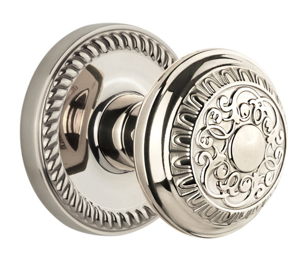 Grandeur Newport Rosette Double Dummy with Windsor Door Knob, Polished Brass, N/A, Double Dummy