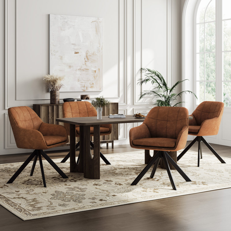 Upholstered Metal Upholstered Back Armchair, Light Brown PU