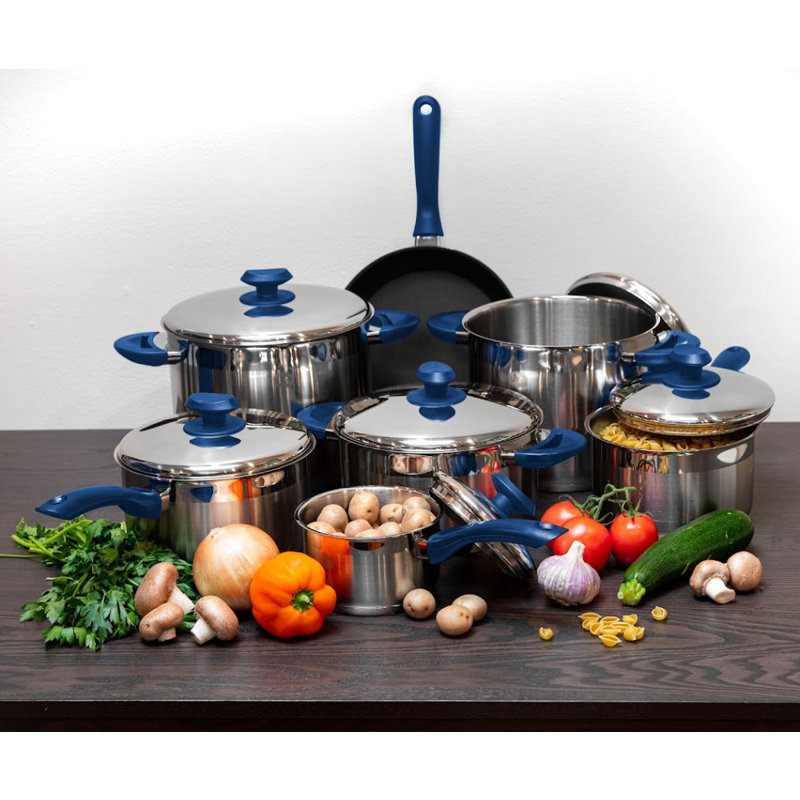 Professional 5 Qt Blue Stainless Steel Stock Pot with Lid