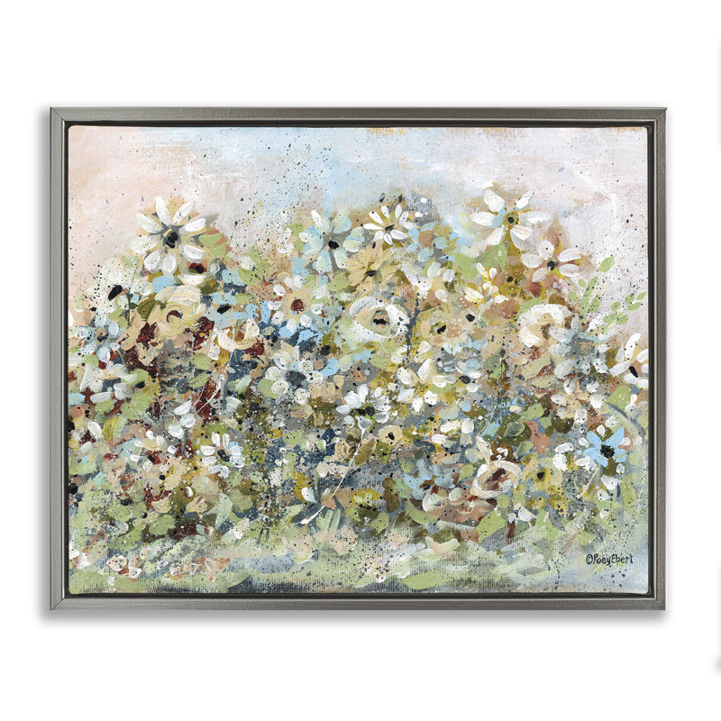 Cadre flottant Bold Garden Blooms, conception par Roy Ebert, Cadre flottant gris lustré, H 17 po x l 21 po