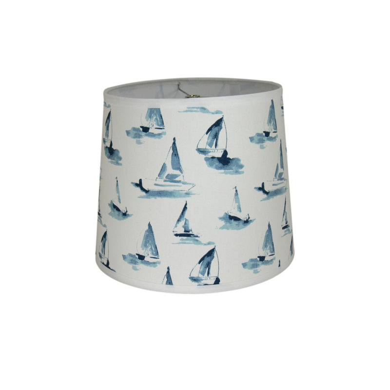 Abat-jour tambour en coton bleu, H 10 po x l 12 po x P 12 po