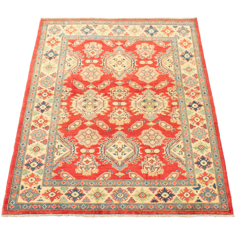 Tapis unique en laine noué à la main couleur cuivre / crème 4 pi 11 po x 6 pi 1 po années 2010 Qaiden