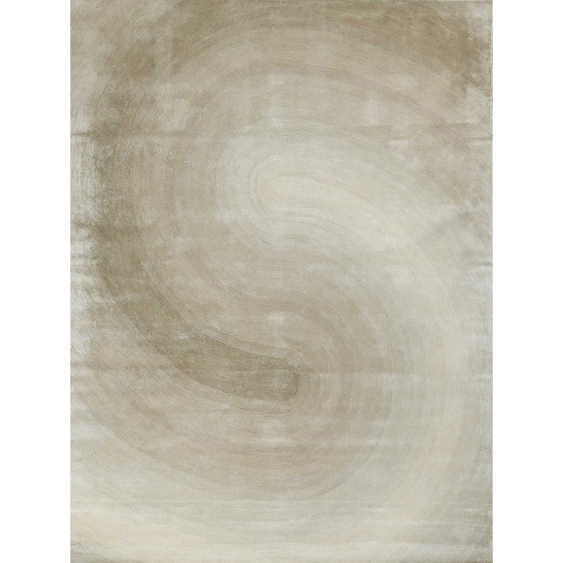 Mitomo Handmade Wool/Bamboo Silk, Pearl Area Rug, Rectangle 10' x 14'