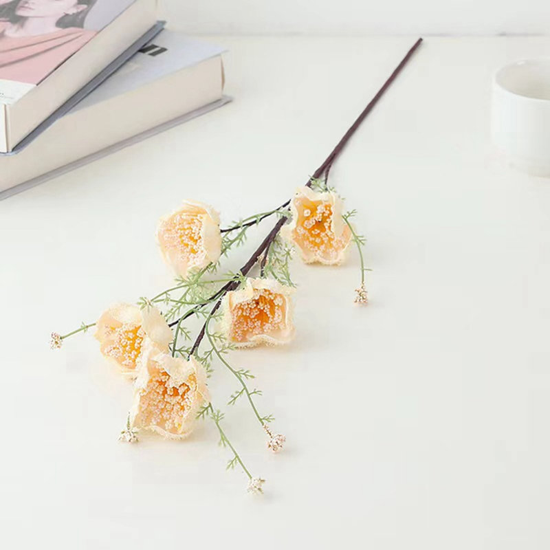 8 pièces de décoration en mousse de rhododendron et papillon simulées, Couleur champagne