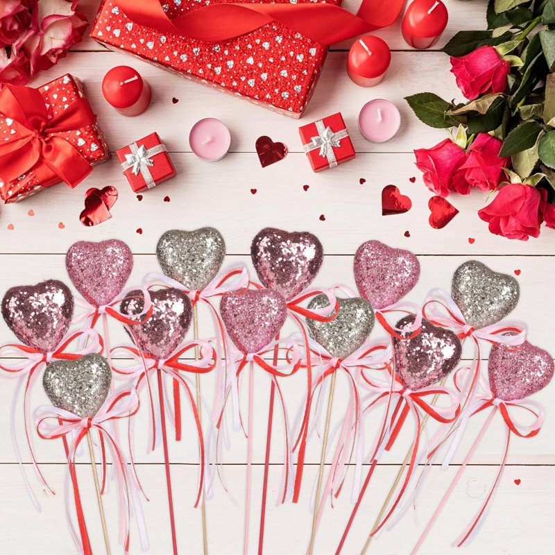 12 pièces / ensemble de paillettes en mousse scintillante pour le bouquet de fleurs de la Saint-Valentin