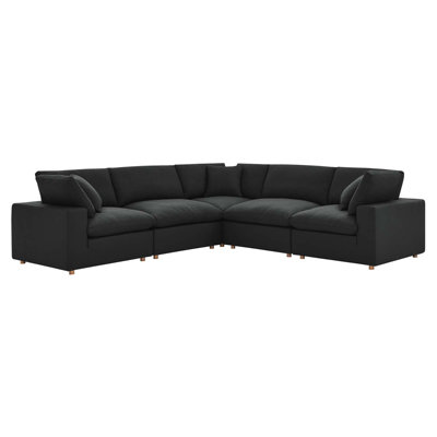 Modway Commix Down-Filled Overstuffed Upholstered Sectional Sofa Set, 5 Piece L Shape