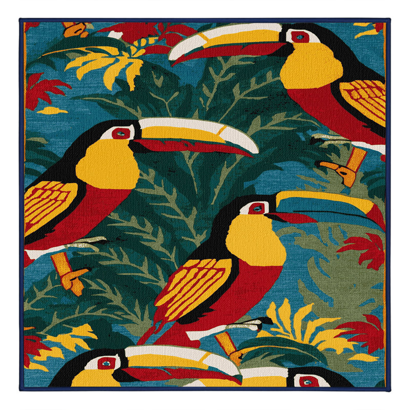  Tapis hawaïen lavable Toucans, Carré 8 pi